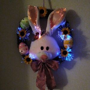 Easter Bunny Wreath with LED Lights